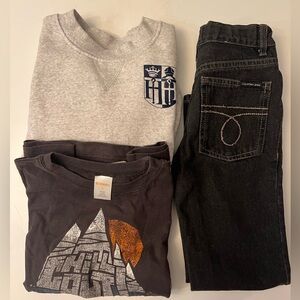 Bundle boy size 6 Calvin Klein Black Denim, long sleeve shirt and sweatshirt